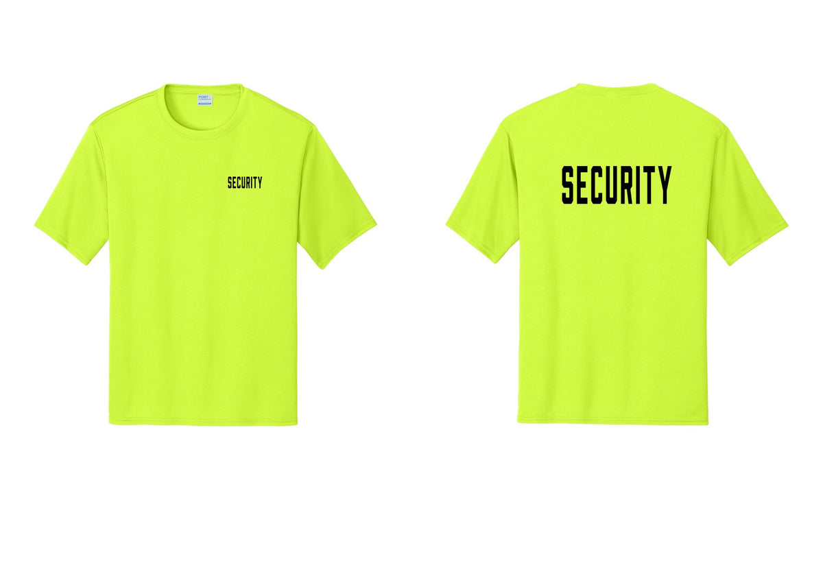 NYC Factory Security Performance T-Shirt (Classic) - Chest + Back - Neon Yellow