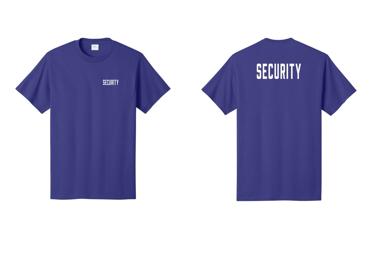 NYC Factory Unisex Security Black T-Shirt - Chest + Back - Purple