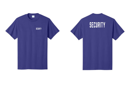 NYC Factory Unisex Security Black T-Shirt - Chest + Back - Purple