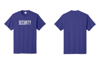 NYC Factory Security T-Shirt, Condensed Lettering - Front Only - Purple