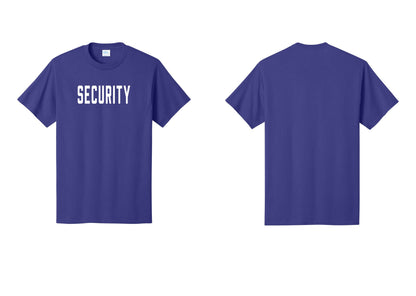 NYC Factory Unisex Security Black T-Shirt - Front Only - Purple