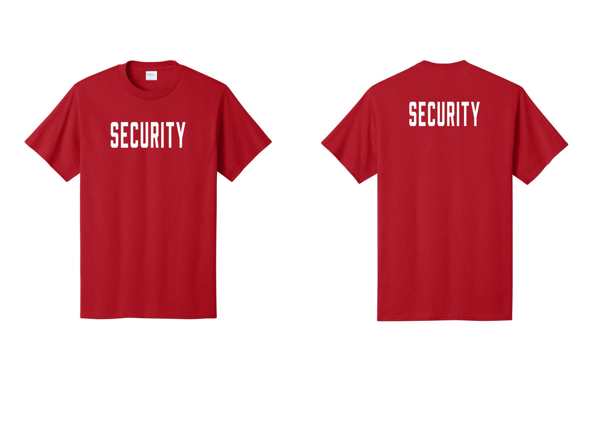 NYC Factory Unisex Security Black T-Shirt - Front + Back - Red