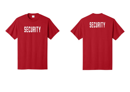 NYC Factory Unisex Security Black T-Shirt - Front + Back - Red