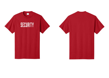 NYC Factory Security T-Shirt, Condensed Lettering - Front Only - Red