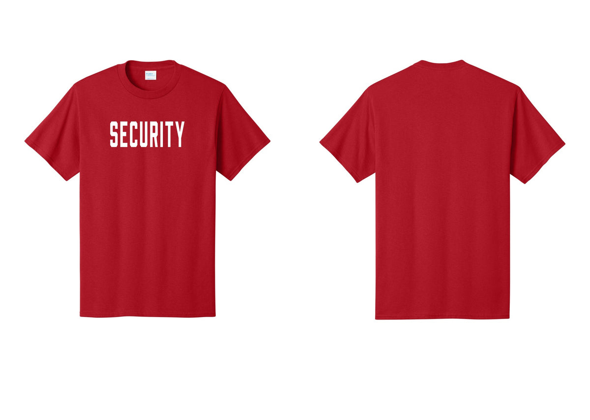 NYC Factory Unisex Security Black T-Shirt - Front Only - Red