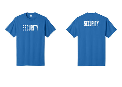 NYC Factory Unisex Security Black T-Shirt - Front + Back - Royal