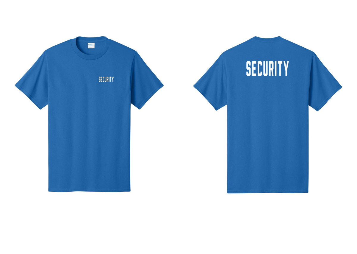 NYC Factory Unisex Security Black T-Shirt - Chest + Back - Royal