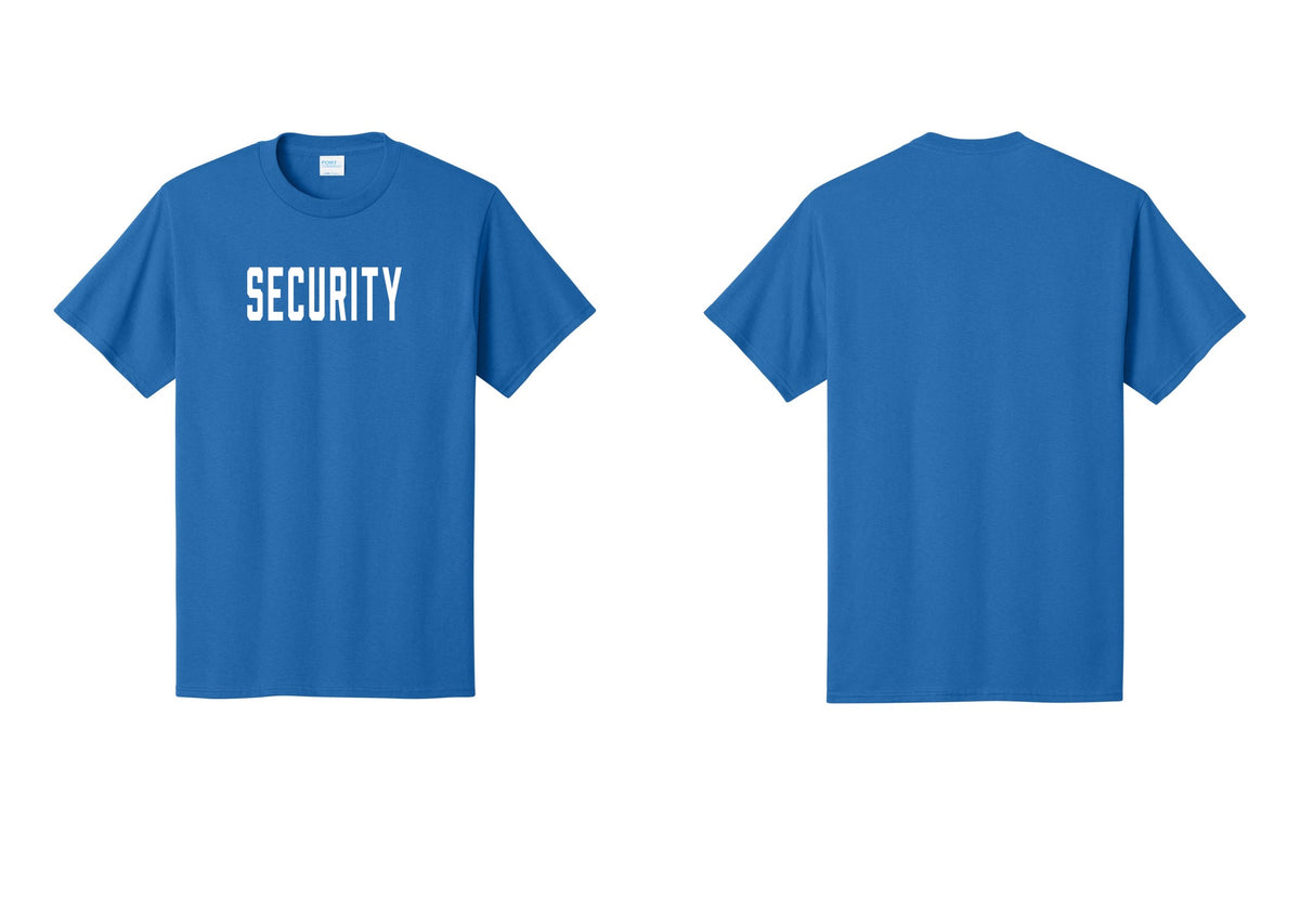 NYC Factory Security T-Shirt, Condensed Lettering - Front Only - Royal