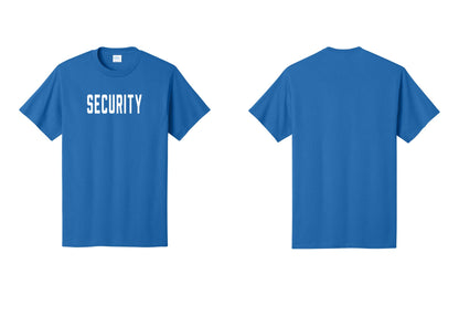 NYC Factory Security T-Shirt, Condensed Lettering - Front Only - Royal