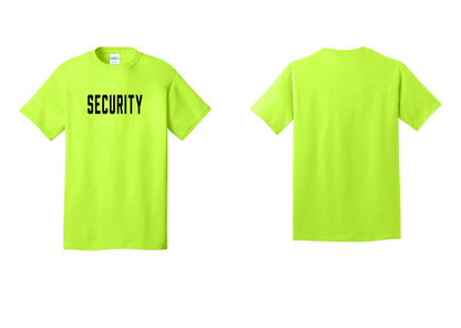 NYC Factory Security T-Shirt, Condensed Lettering - Front Only - Safety Green
