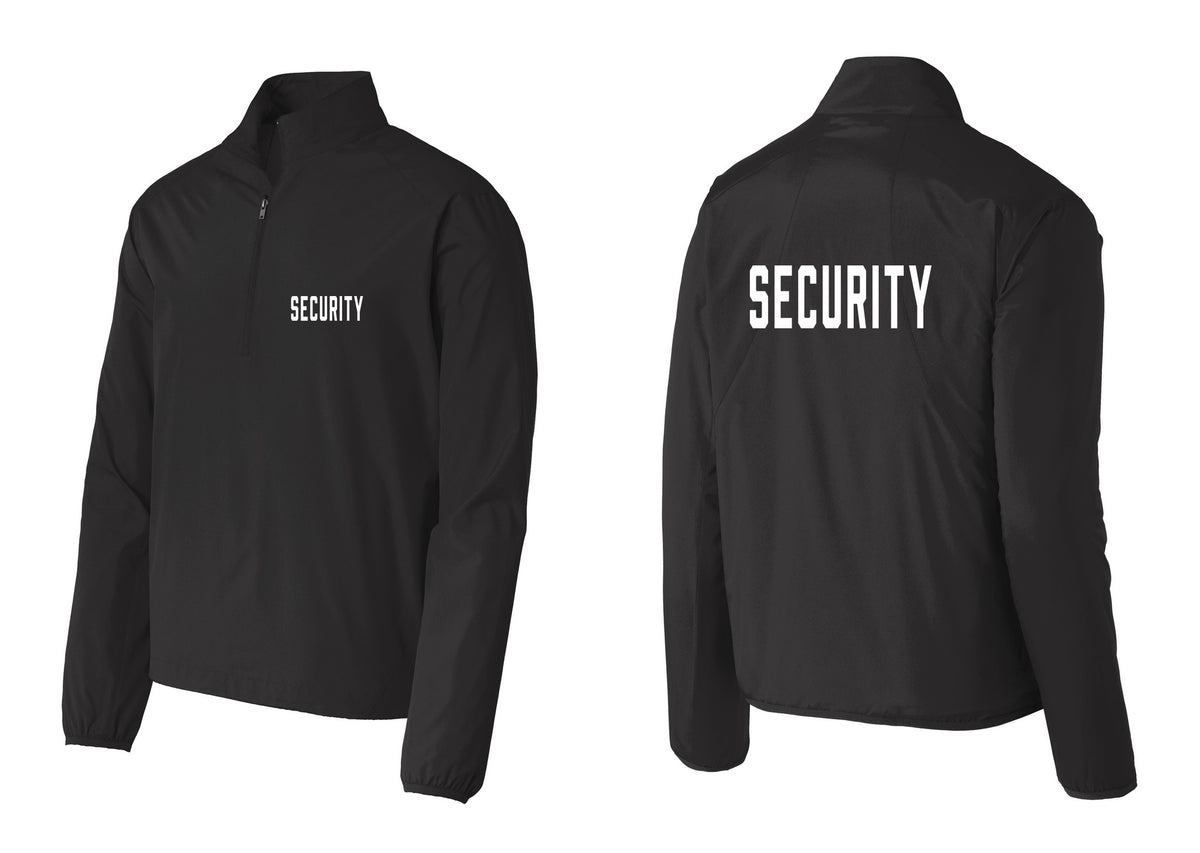 NYC Factory Security Windbreaker 1/2-Zip Pullover (Classic) - Chest + Back - Black