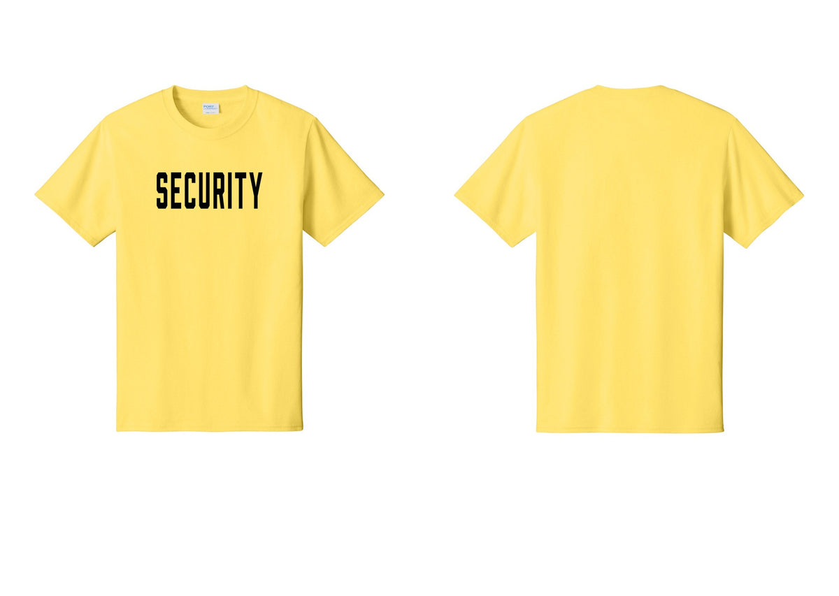 NYC Factory Unisex Security Black T-Shirt - Front Only - Yellow