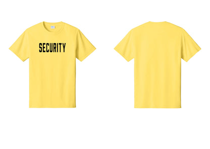 NYC Factory Unisex Security Black T-Shirt - Front Only - Yellow
