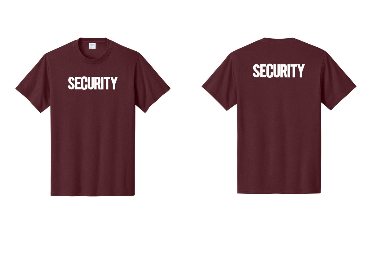 NYC Factory Men's Security Cotton T-Shirt - Front + Back - Athletic Maroon