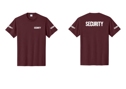 NYC Factory Men's Security Cotton T-Shirt - Chest + Back + Security Sleeves - Athletic Maroon
