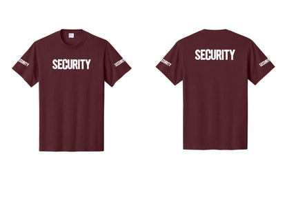 NYC Factory Men's Security Cotton T-Shirt - Front + Back + Security Sleeves - Athletic Maroon