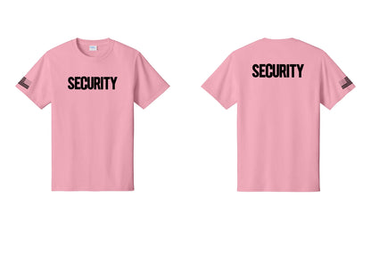 NYC Factory Men's Security Cotton T-Shirt - Front + Back + US Flag Sleeve - Candy Pink
