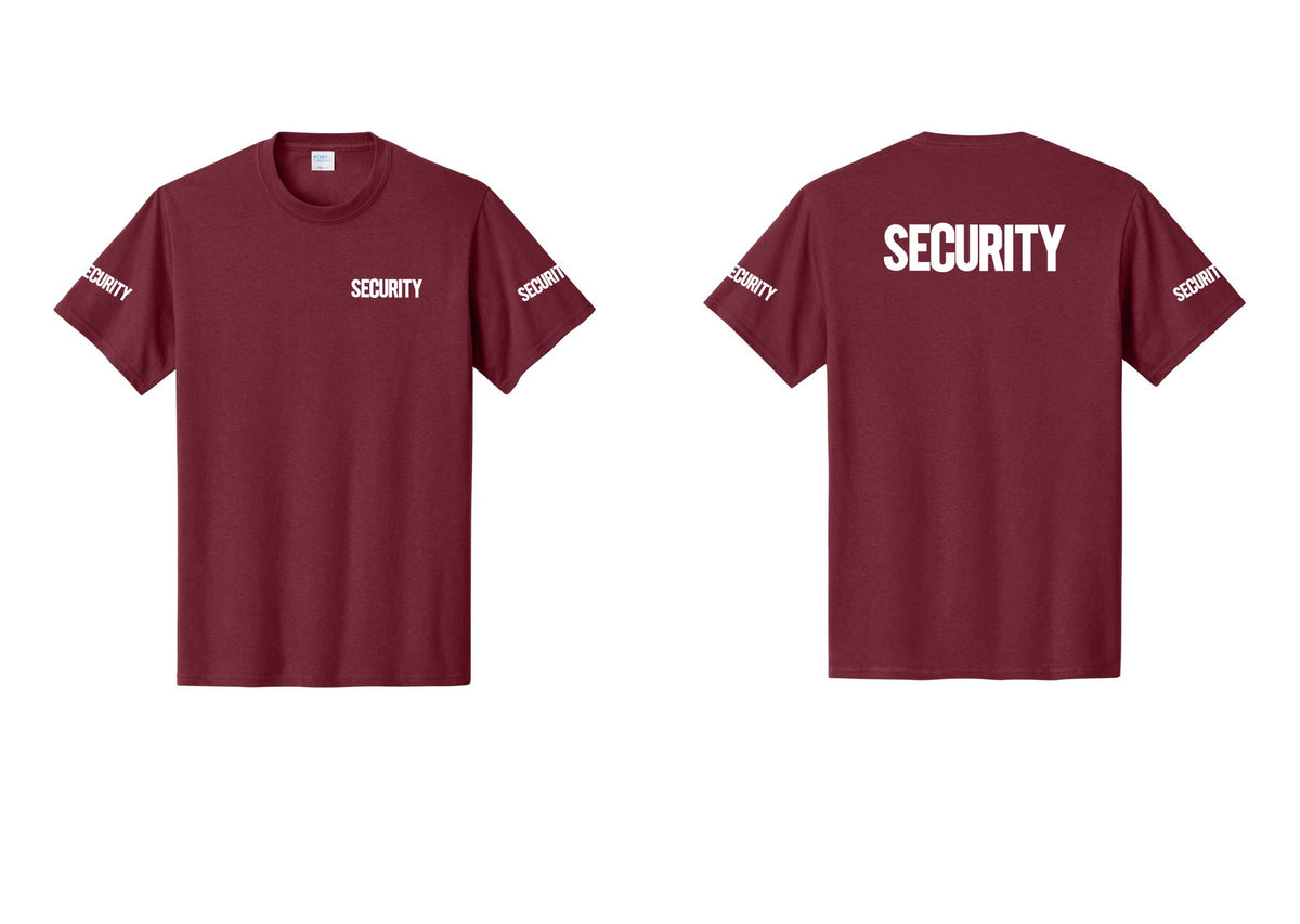 NYC Factory Men's Security Cotton T-Shirt - Chest + Back + Security Sleeves - Cardinal