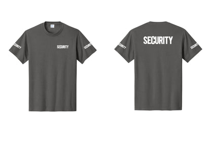 NYC Factory Men's Security Cotton T-Shirt - Chest + Back + Security Sleeves - Charcoal