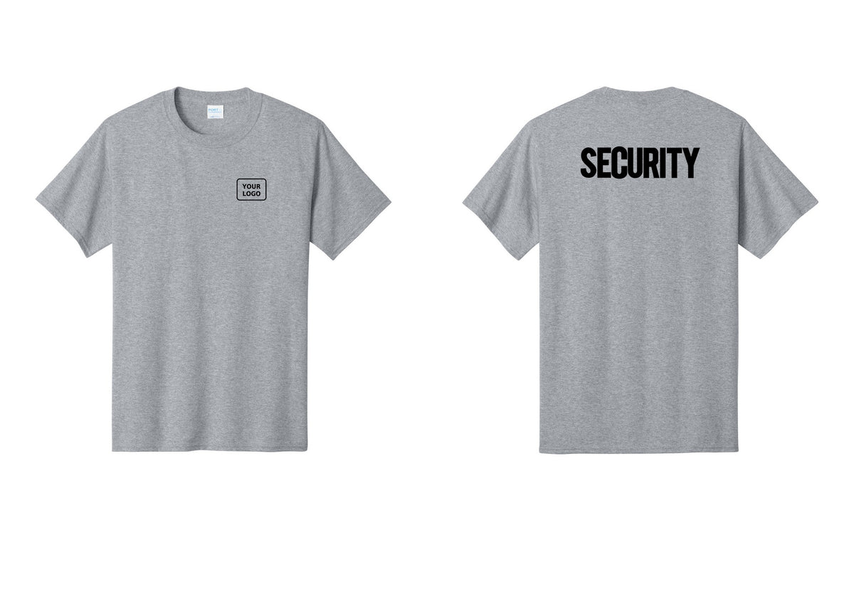 NYC Factory Custom Logo Men's Security Cotton T-Shirt - Your Logo + Back - Athletic Heather