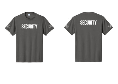 NYC Factory Custom Logo Men's Security Cotton T-Shirt - Front + Back + Your Logo Sleeves - Charcoal