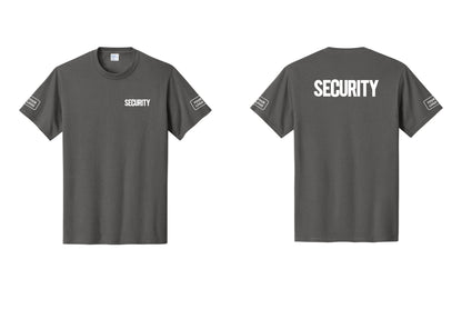 NYC Factory Custom Logo Men's Security Cotton T-Shirt - Chest + Back + Your Logo Sleeves - Charcoal