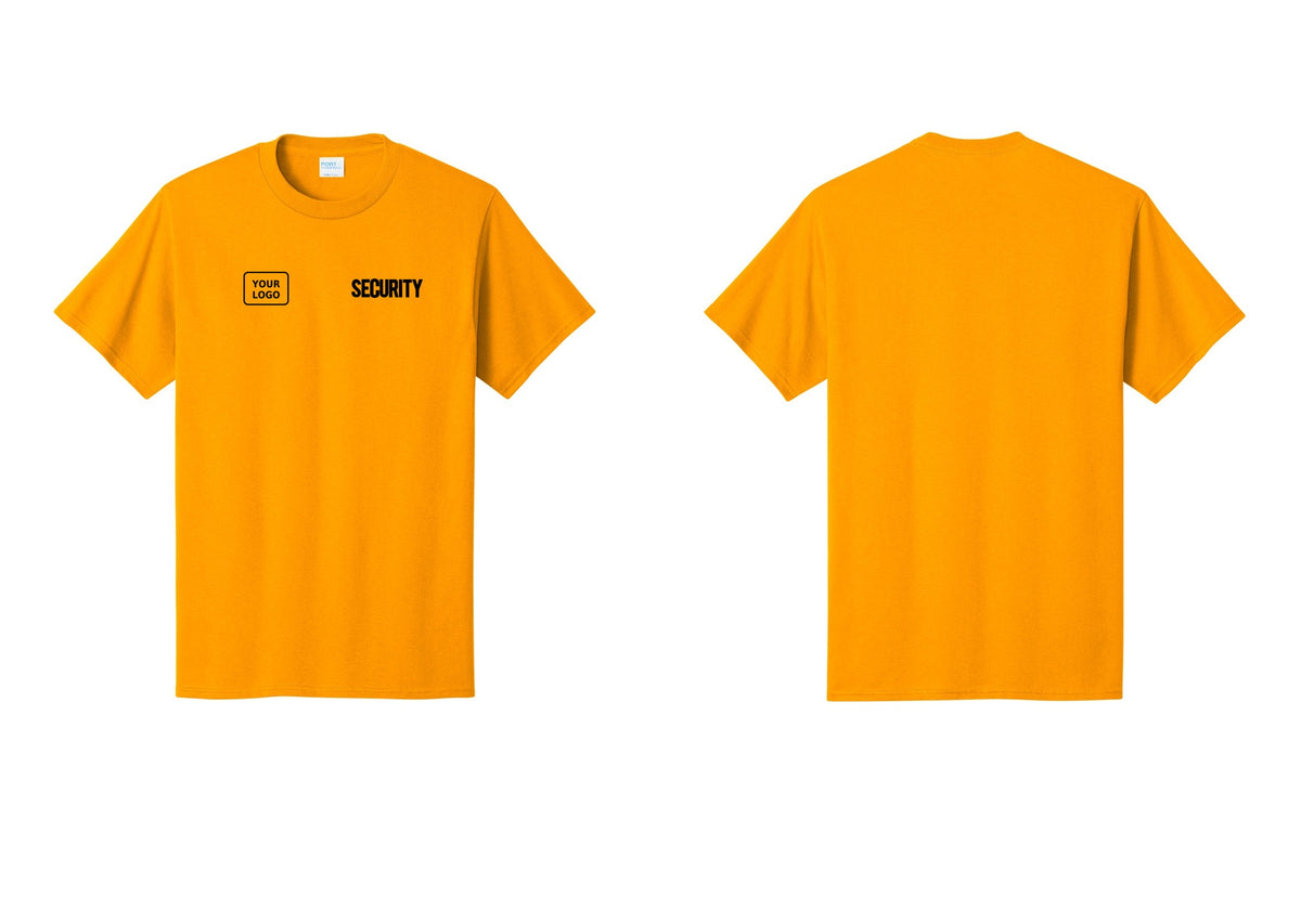 NYC Factory Custom Logo Men's Security Cotton T-Shirt - SECURITY + Your Logo - Gold