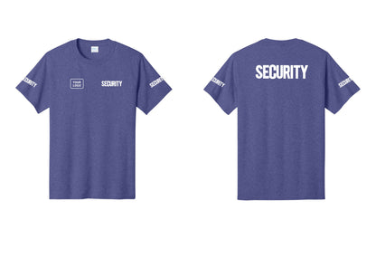 NYC Factory Custom Logo Men's Security Cotton T-Shirt - SECURITY + Your Logo + Back + Security Sleeves - Heather Purple