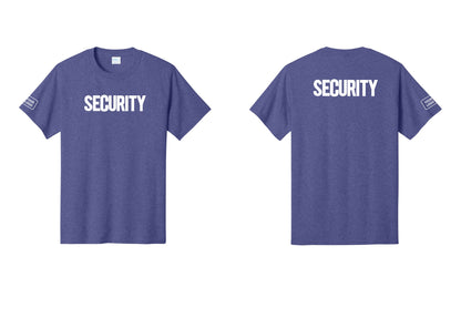 NYC Factory Custom Logo Men's Security Cotton T-Shirt - Front + Back + Your Logo Sleeve - Heather Purple