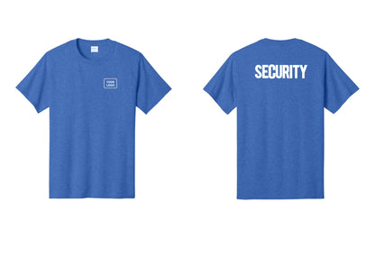NYC Factory Custom Logo Men's Security Cotton T-Shirt - Your Logo + Back - Heather Royal