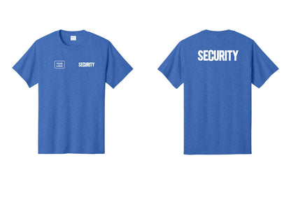 NYC Factory Custom Logo Men's Security Cotton T-Shirt - SECURITY + Your Logo + Back - Heather Royal