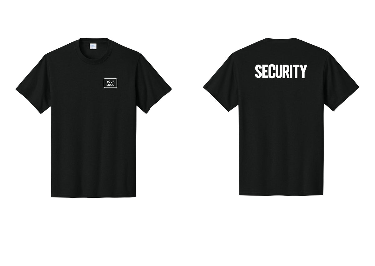 NYC Factory Custom Logo Men's Security Cotton T-Shirt - Your Logo + Back - Black