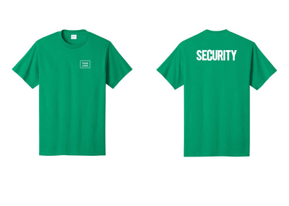 NYC Factory Custom Logo Men's Security Cotton T-Shirt - Your Logo + Back - Kelly
