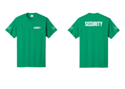 NYC Factory Custom Logo Men's Security Cotton T-Shirt - Chest + Back + Your Logo Sleeves - Kelly