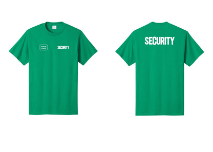 NYC Factory Custom Logo Men's Security Cotton T-Shirt - SECURITY + Your Logo + Back - Kelly