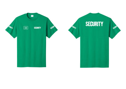 NYC Factory Custom Logo Men's Security Cotton T-Shirt - SECURITY + Your Logo + Back + Security Sleeves - Kelly