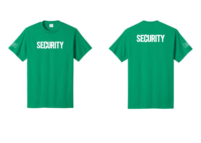 NYC Factory Custom Logo Men's Security Cotton T-Shirt - Front + Back + Your Logo Sleeve - Kelly