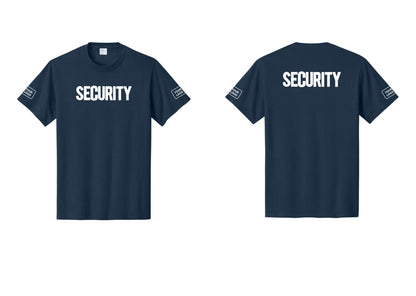 NYC Factory Custom Logo Men's Security Cotton T-Shirt - Front + Back + Your Logo Sleeves - Navy