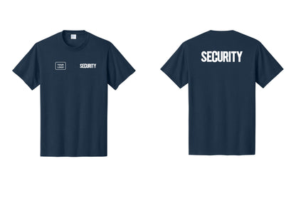 NYC Factory Custom Logo Men's Security Cotton T-Shirt - SECURITY + Your Logo + Back - Navy