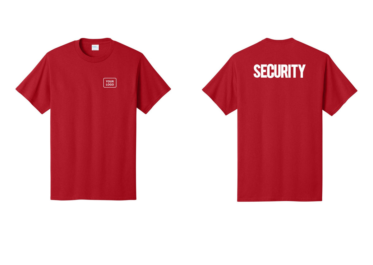 NYC Factory Custom Logo Men's Security Cotton T-Shirt - Your Logo + Back - Red