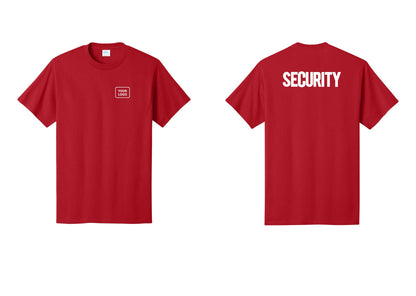 NYC Factory Custom Logo Men's Security Cotton T-Shirt - Your Logo + Back - Red