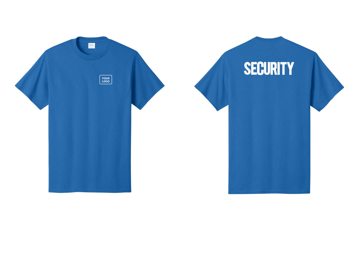 NYC Factory Custom Logo Men's Security Cotton T-Shirt - Your Logo + Back - Royal