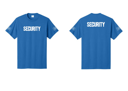 NYC Factory Custom Logo Men's Security Cotton T-Shirt - Front + Back + Your Logo Sleeves - Royal