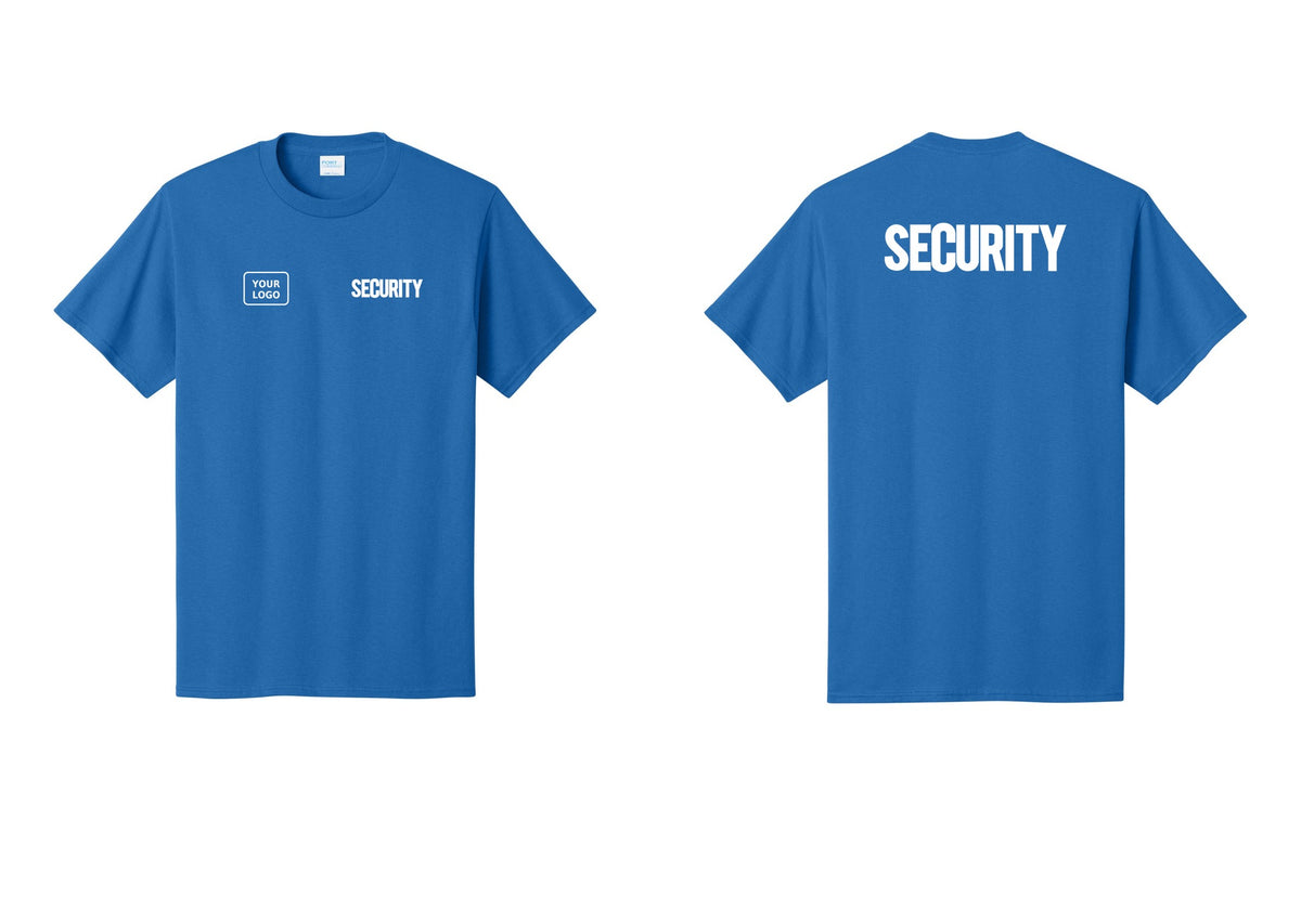 NYC Factory Custom Logo Men's Security Cotton T-Shirt - SECURITY + Your Logo + Back - Royal