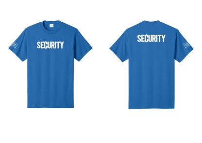 NYC Factory Custom Logo Men's Security Cotton T-Shirt - Front + Back + Your Logo Sleeve - Royal