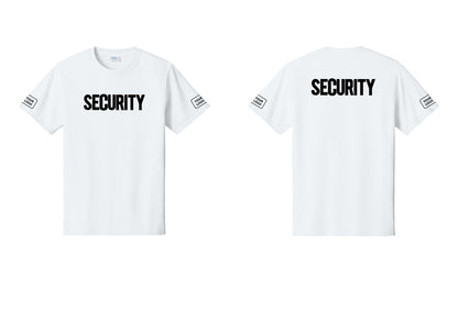 NYC Factory Custom Logo Men's Security Cotton T-Shirt - Front + Back + Your Logo Sleeves - White