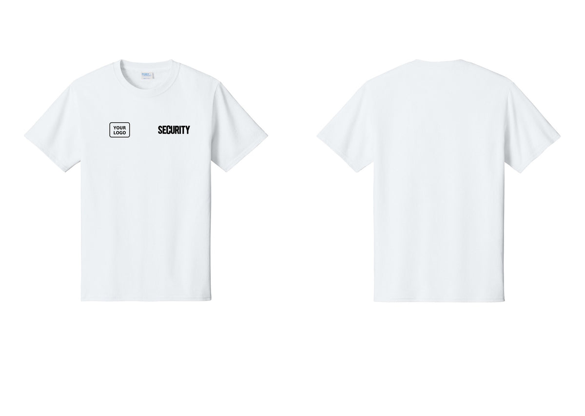 NYC Factory Custom Logo Men's Security Cotton T-Shirt - SECURITY + Your Logo - White