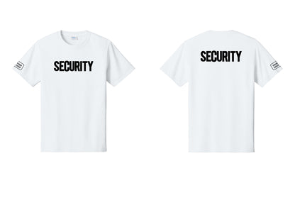 NYC Factory Custom Logo Men's Security Cotton T-Shirt - Front + Back + Your Logo Sleeve - White