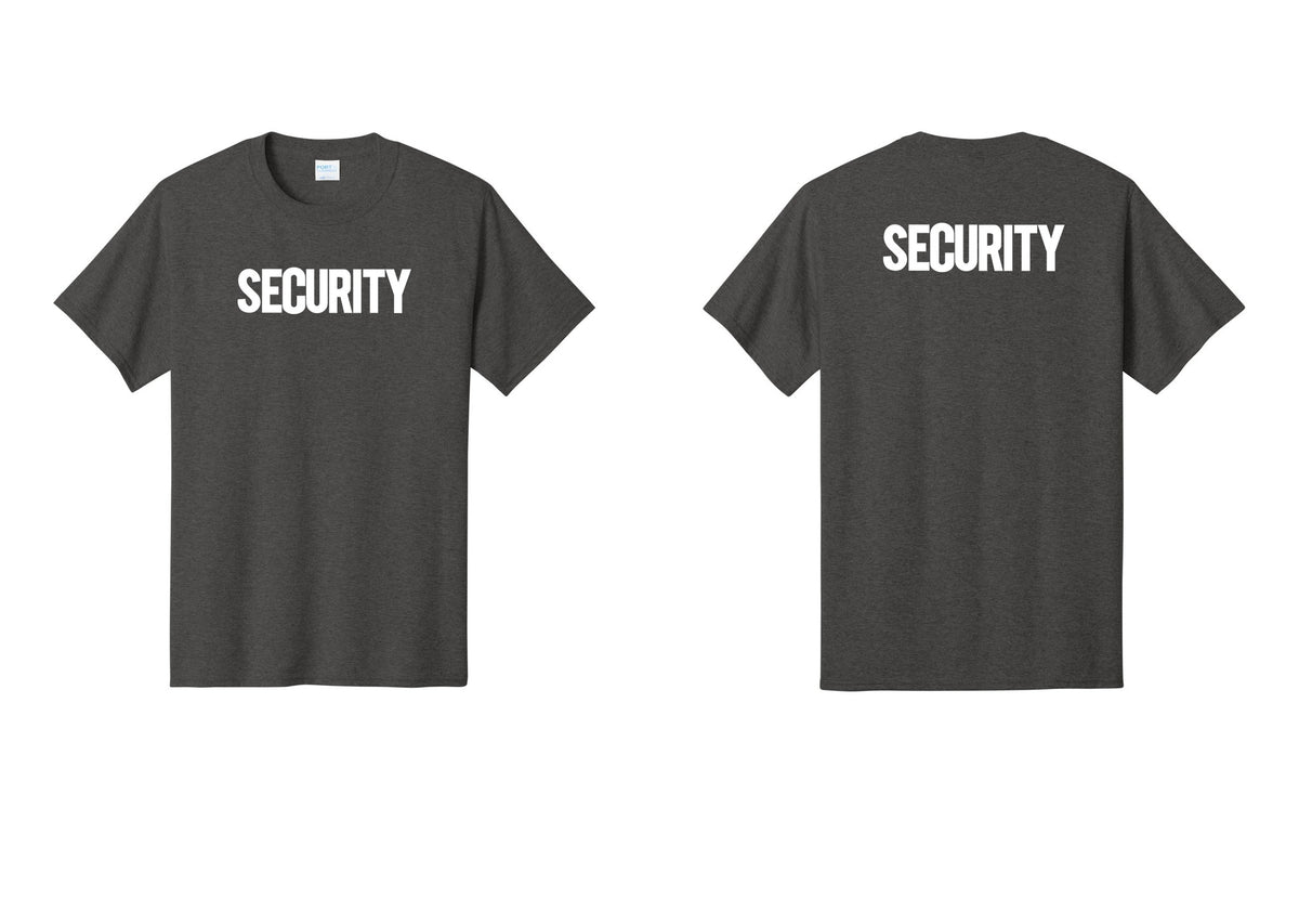 NYC Factory Men's Security Cotton T-Shirt - Front + Back - Dark Heather Grey