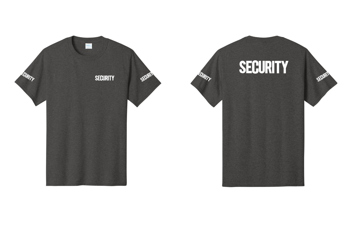 NYC Factory Men's Security Cotton T-Shirt - Chest + Back + Security Sleeves - Dark Heather Grey